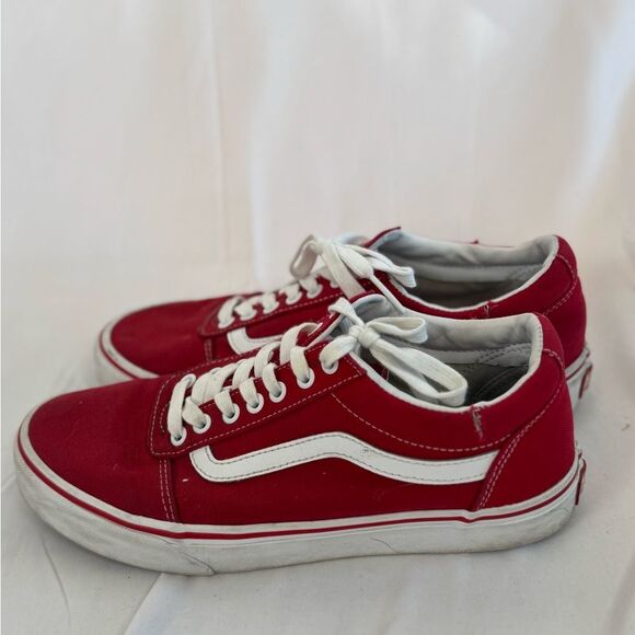 Vans Red White Men’s Size 9 Skate Shoes Old Skool Canvas Low - Picture 3 of 11